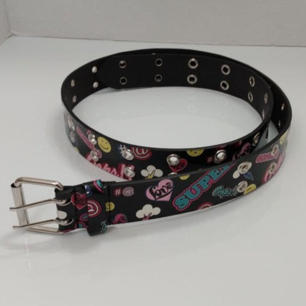 Women's Belt   Black Shine With Graphics Size XL /XG